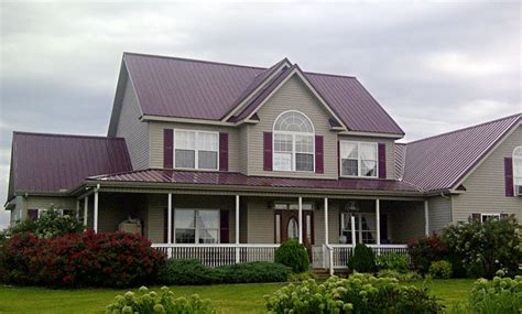 burgundy metal roof brick houses site pinterest.com|Burgundy metal roof houses .